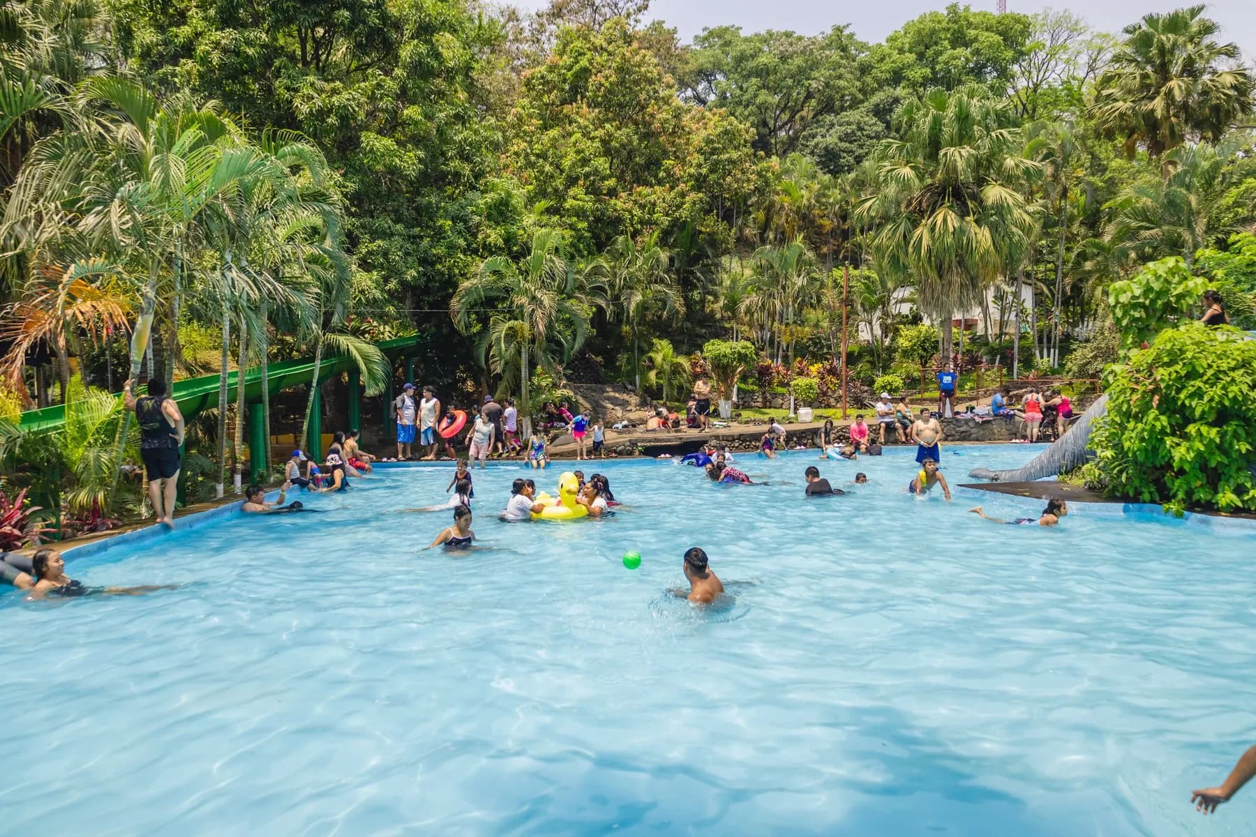 Piscina principal de Aqua Park rodeada de palmeras